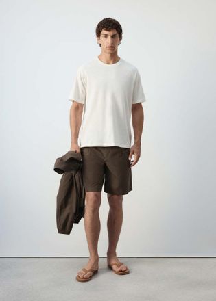 Mango Maglietta relaxed-fit misto cotone lino bianco sporco - Uomo - XXL - MANGO MAN