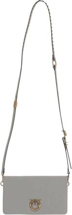 Pinko Cross Body Bags, female, Gray, Size: ONE SIZE Leather Bag With Logo