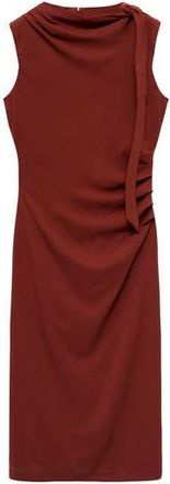 Mango Pleated Drape Sleeveless Maxi Dress in Burnt Orange at Nordstrom Rack, Size 2