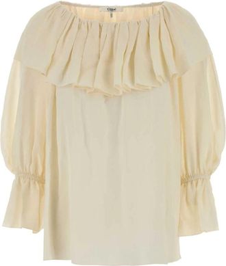 Chlo&eacute; Vloeiende Ruche Top - Dames - Blouses - Geel - S - Overhemden