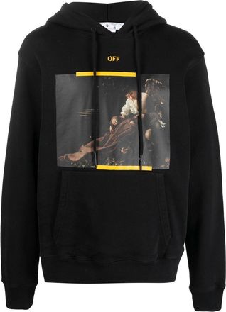 Off-white Caravaggio Painting-print cotton hoodie - men - Cotton - L - Black