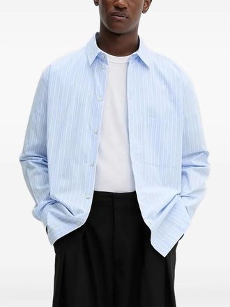 Won Hundred striped long-sleeved shirt - Blue