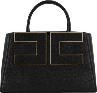 Elisabetta Franchi Tote Bag met Logo - Dames - Shoppers - Zwart - ONE Size - Polyester - Tassen