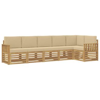 vidaXL Conjunto De Sof&aacute;s De Exterior 6 Pcs Y Beige 306 X 128,5 X 73 Cm Vidaxl