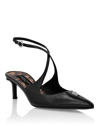 Philipp Plein Leather Sandals Low Heels 5 Skull Strass