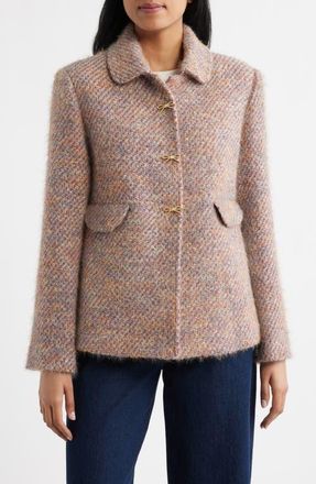 CeCe by Cynthia Steffe Sequin Tweed Swing Jacket in Mauve/gold at Nordstrom, Size Xx-Large