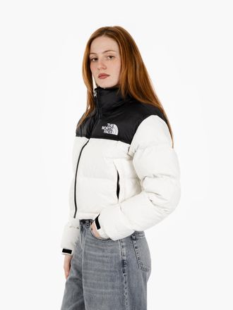 The North Face W Nuptse short jacket white dune / tnf black