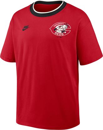 Nike Cincinnati Reds Cooperstown Ringer Nike Mens MLB T-Shirt in Red | 045Q0H6JR75-N3R