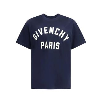 Givenchy Camiseta con logo contrastado cosido - Tops - Hombre - Azul - XL