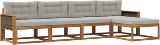 vidaXL Conjunto De Sof&aacute;s De Exterior 5 Uds. Natural Y Gris Claro Vidaxl