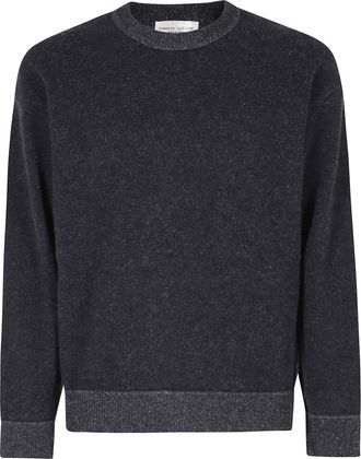 Roberto Collina Navy Felted Vanise Ribbed Merino Wool Sweater