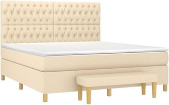 vidaXL Vidaxl - Cama Box Spring Con Colch&oacute;n Tela Color Crema 180x200 Cm