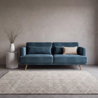 Maisons du monde Sof&aacute; cama de 3 plazas de terciopelo azul oscuro