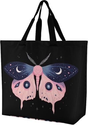 Generic Luna Moth Reusable Shopping Bags One Shoulder Grocery Tote Bag Waterproof Big Purse for Work Travel
