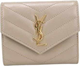 Saint Laurent Pre-owned Tri-fold Portemonnee - Dames - Vintage Accessoires - Beige - ONE Size - Leer - Vintage