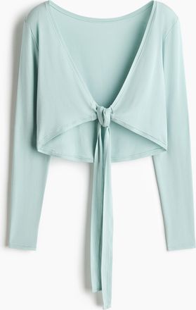 H&M Cropped Yogashirt mit Langarm - Turquoise