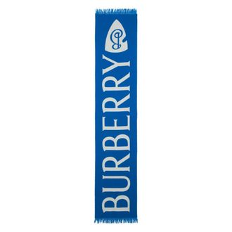 Burberry Logo Wool Scarf - female - Burberry - Winter Scarves - Blue - ONE SIZE - Accessories