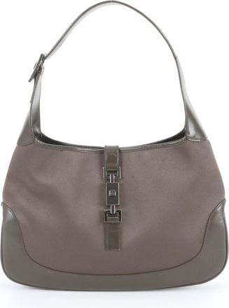 Gucci Jackie Brown Leather Nylon Handbag Shoulder Bag Tote Bag (Pre-Owned)