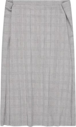 Junya Watanabe Pliss&eacute; rok met Glen Check-ruit - Dames - Midirokken - Grijs - S - Wol - Rokken