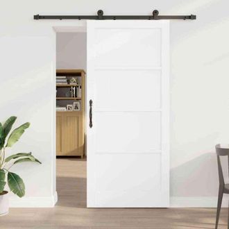 vidaXL Juego De Puertas Correderas Manual Blanco Y Negro 93 X 211 Cm Vidaxl