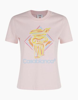 Casablanca Womens Casablanca Diamond Column Pink T-Shirts - Size: 18/16