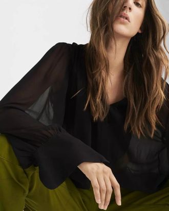 Rag & Bone Hannah Georgette Top In Black