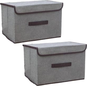 OEM Caja De Almacenamiento Plegable De Tela Con Tapa, 36x23x24 Cm, Gris, Juego De 2, Perfecta Para Armarios, Ropa Y Juguetes - Ulisem