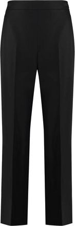 Gucci Wijde wollen broek met borduursel aan de voorkant - Dames - Straight fit broeken - Zwart - S - Wol - Broeken