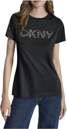 DKNY Satijnen T-shirt - Dames - T-shirts - Zwart - M - Satijn - Tops
