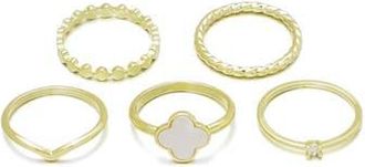 Adornia 5-Pack Rings in Gold/White at Nordstrom Rack, Size 8