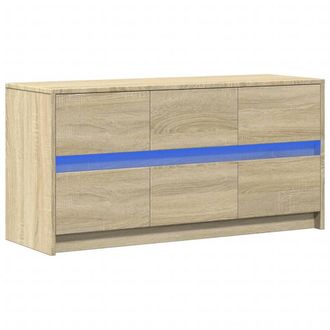 Berkfield Home TV Cabinet with LED Sonoma Oak 100x34x50 cm Engineered Wood in Light Brown | Size: 100 x 34 x 50 cm