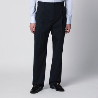 Valentino Pantaloni in cotone blu navy