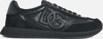 Dolce & Gabbana Mens Leather Cushion Sneakers Black - Size: 9.5