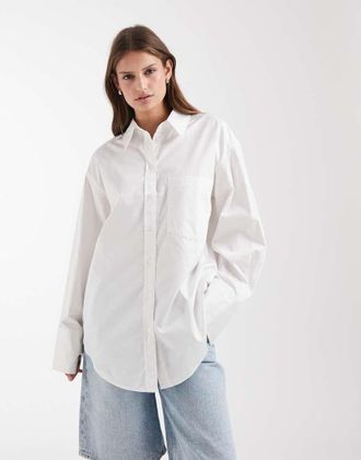 & Other Stories Camicia oversize in cotone bianca con polsini profondi-Bianco