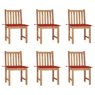 vidaXL Sillas De Jard&iacute;n 6 Unidades Con Cojines Madera Maciza De Teca Vidaxl
