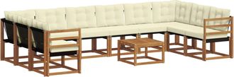 vidaXL Conjunto De Sof&aacute;s De Exterior 11 Uds. Natural Y Crema Vidaxl