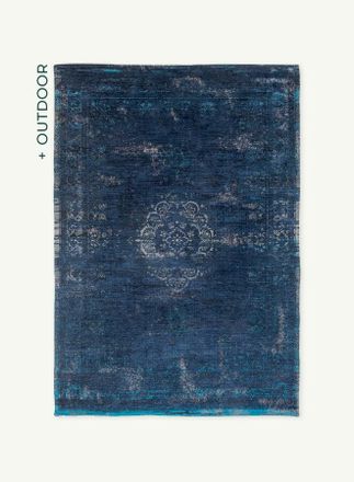 Louis De Poortere Dise&ntilde;o Medall&oacute;n - Alfombra Medall&oacute;n Del Mundo Desvanecido - Hecha En B&eacute;lgica - Acabado A Mano - Antideslizante Natural - 100% Algod&oacute;n - Azul Noche - 1