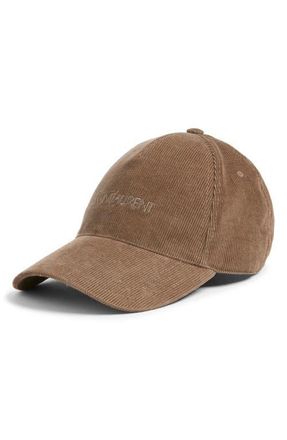 Saint Laurent Corduroy Baseball Cap in Khaki/Gold at Nordstrom, Size 59