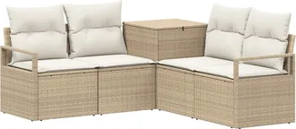 vidaXL Juego De Sof&aacute; 5 Uds. Beige Y Blanco Crema Vidaxl