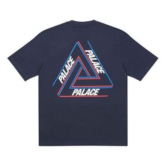 Palace Basically A Triferg Navy Alphabet Printing Round Neck Short Sleeve Unisex Navy Blue P20TS004