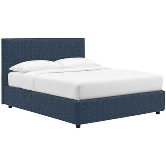 Dmora Letto Matrimoniale Basildon, Sfoderabile, Contenitore Made in Italy, blu