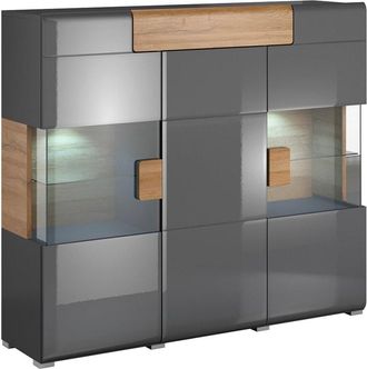 Petits Meubles Aparador 3 puertas y 1 caj&oacute;n con led tableros de aglomerado laminados