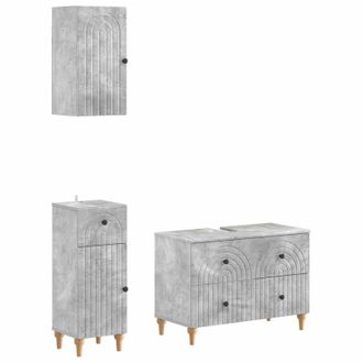 vidaXL Juego De Armarios De Ba&ntilde;o De 3 Piezas Alkmaar Gris Hormig&oacute;n Vidaxl