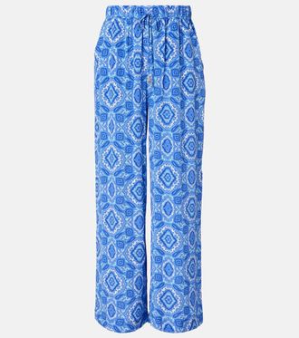Heidi Klein Mykonos printed silk wide-leg pants