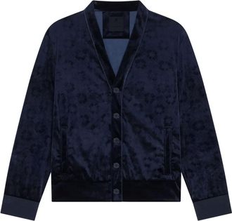 Givenchy monogram 72 velvet cardigan - Blue