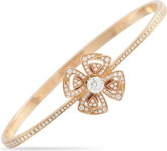 Bulgari Fiorever 18K Rose Gold Diamond Bangle Bracelet Size Small 5206