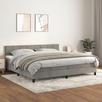 vidaXL Vidaxl - Cama Box Spring Con Colch&oacute;n Terciopelo Gris Claro 200x200 Cm