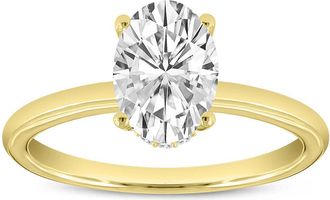 LuvMyJewelry Anastasia 14K Gold Oval Cut Solitaire Hidden Halo Ring - 1.61 Ct