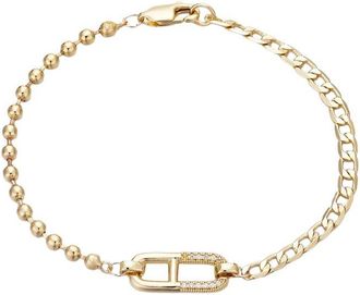 Adornia Adornia 14K Plated Cz Mixed Chain Sideways Pendant Bracelet