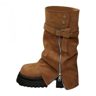 Generic Womens Ankle Boots with Heels, Elegant Cowboy Boots, Suede Leather Comfortable Lace Ankle Boots, Western Boots, Short Ankle Boots for Autumn and Winte